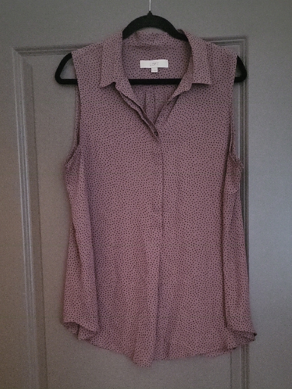 LOFT Sleeveless Collared Camisole in Dusty Rose with Micro Dot Print